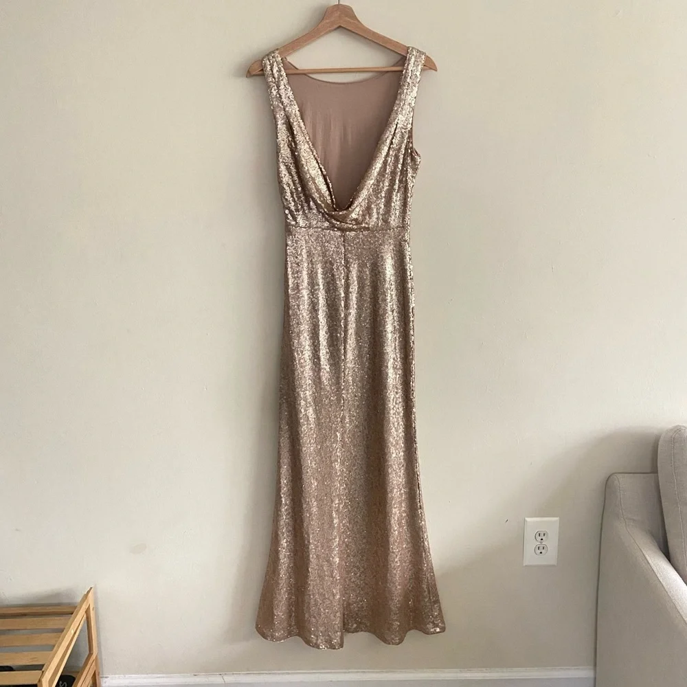 Lulus Slink and Wink Matte Rose Gold Sequin Maxi Dress - S - Picture 12 of 16
